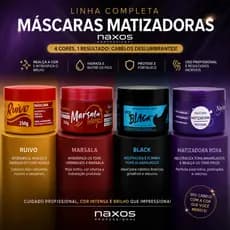 MASCARA MATIZADORA PARA CABELOS LOIRO, RUIVO, MARSALA E PRETO - NAXOS 250G