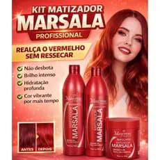 Kit Matizador Marsala Profissional Não Desbota Brilho Intenso e Hidratação