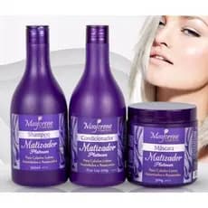 Kit Shamp + Cond e Masc Matizador Platinum Loiro Maycrene - Pronta Entrega