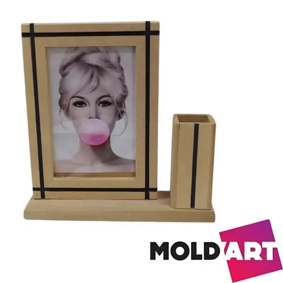 Porta Retrato de Acetato Com Porta Caneta Moldart para Decoração Em Mdf Cru 12mm