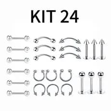24pçs Piercing de aço cirúrgico sobrancelhas nipple nariz lingua brinco corpo piercing joias