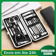 Kit 19 Cortador De Unha Manicure Portatil Estojo Pinca Tesoura
