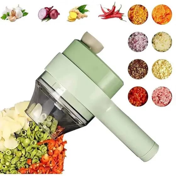 Cortador Elétrico De Legumes 4 Em 1 Sem Fio Alho Com Carregamento USB Triturador Durável Ferramenta