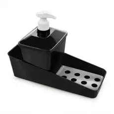 Dispenser Porta Detergente Prático Com Suporte Para Esponja Plástico Organizador De Pia