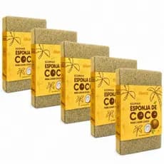 Kit 5 Esponjas De Coco Biodegradável Antibacteriana De Materiais Naturais 11x7x2cm