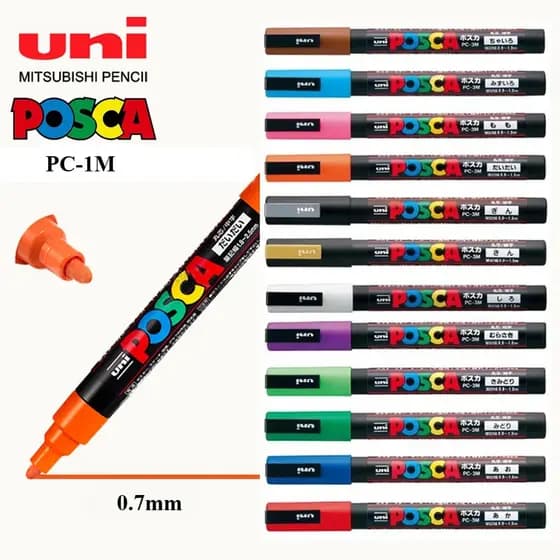 Conjunto De Marcadores Coloridos Uni Posca 1M , À Prova D'água E Em Camadas Após A Secagem , Kit De Canetas De Desenho D