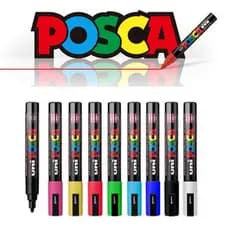 Conjunto De Marcadores Coloridos Uni Posca 5M , À Prova D'água E Em Camadas Após A Secagem , Kit De Canetas Estéticas De