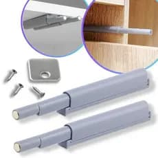 Kit 2 Fecho Pulsador Magnético Cinza Toque Sobrepor Tip-on Push Open Porta Armário Gaveta Feicho toc Sistema Click