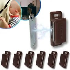 Kit 6 Trinco Porta de Armario Fecho Trava Magnetica Ima Moveis Marrom Guarda Roupa com Batente