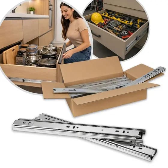 12 Corrediça Telescópica H45 Larga 6 Pares Reforçado Armário 20cm até 70cm Resistente Suporta 45Kg