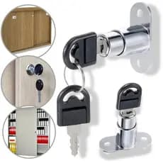 Kit 2 Fechadura Pressão 22mm Pino Avanço Porta Correr Segredo Variado Chaves Armário Tranca Basculante Gaveta Cromado