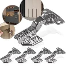 Kit 4 Dobradiça Aço Inox Super Curva Pistão Amortecedor 35mm Slow Soft Closing Embutida Portas Armário Móveis Resistente