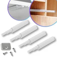 Kit 4 Fecho Pulsador Magnético Branco Toque Sobrepor Tip-on Push Open Porta Armário Gaveta Feicho toc Sistema Click