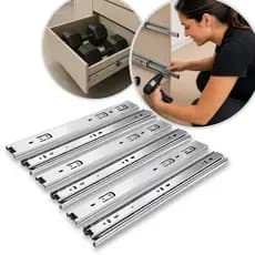 6 Corrediça Tel1escópica H45 Larga 3 Pares Reforçado Armário 20cm até 70cm Resistente Suporta 45Kg