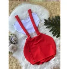 Salopete Vermelho AR + blusa (linda!) CREPE DIOR Só hoje