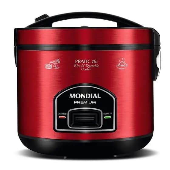 Panela de Arroz Elétrica Mondial Pratic 10i PE-42-10X Vermelho/Inox 110V