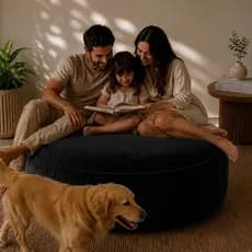 Puff Gigante Almofadão Com Enchimento 40cm Altura x140 de Diâmetro Varanda Sala Decoração Toque Suave e Aconchegante