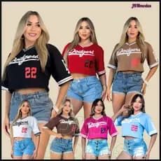 CROPPED oversized feminino 22 de algodão , moda gringa, camiseta colegial americana, cropped gringa