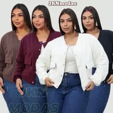 JAQUETA CASUAL, Feminina ,PLUS SIZE CARGO, Moletom Com BOLSO Manga Caída Blogueira Inverno, moda casual  ,tendência 2026