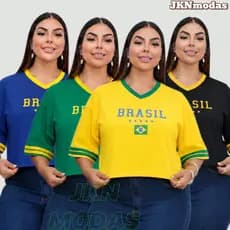 CROPPED oversized feminino PLUS SIZE Estampa BRASIL 100%algodão PREMIUM , CURVY COPA do mundo 2026 , moda gringa
