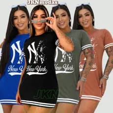Vestido Camisetão Feminino NY 100% Algodão Premium - Camisão Curto Básico ,SoltinhoTendência e Estilo Streetwear