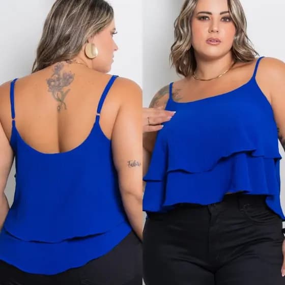 Blusa Feminina Plus Size 2 babados duna