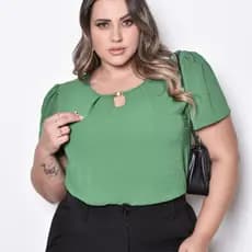 BLUSA FEMININA PLUS SIZE MANGA CURTA ESTILOSA