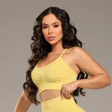 Top Amarelo Mimi Feminino Treino Academia Confortável