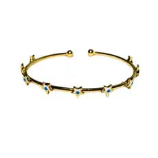 Bracelete Pulseira Dourada com Olho Grego Aço Cirurgico