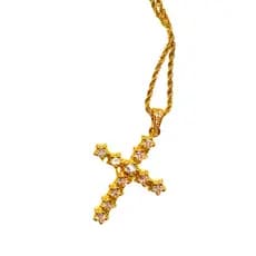 Colar Pingente de Cruz Zirconia Aço Cirurgico