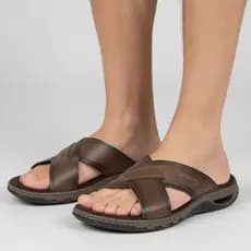 Chinelo Masculino Pegada Couro Ortopédico Conforto Dia a Dia Leve 131661