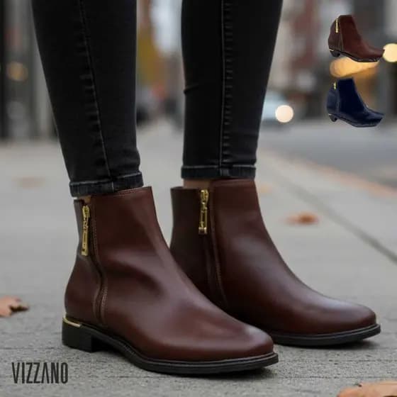 Bota Feminina Vizzano Chelsea Cano Curto Casual Elegante Confortável Leve Dia a Dia Inverno 3077.125