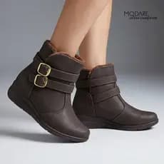 Bota Feminina Modare Anabela com Pelinhos 7085.206 Confortável Estilosa Quentinha Inverno