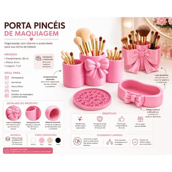 Kit Organizador De Maquiagem Porta Pincel Limpador De Pincel Porta Joias Perfumes Elegancia