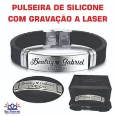 Pulseira Personalizada com Nome Pulseira Masculina e Feminina Gravação a Laser