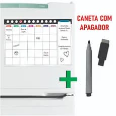 IMÃ DE GELADEIRA COM MANTA MAGNÉTICA E CANETA QUE ESCREVE E APAGA MENSAL