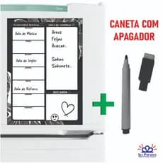 Ima de Geladeira Planner Semanal e Caneta que Apaga e Escreve Liso