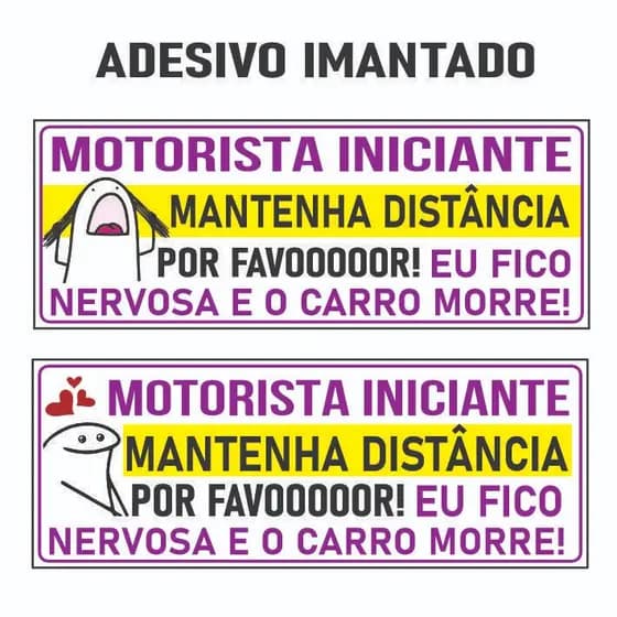 Adesivo para Carro  Imantado Novo Habilitado Adesivo com Imã Motorista Iniciante Adesivo