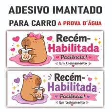 Adesivo para Carro  Imantado Novo Habilitado Adesivo com Imã Motorista Iniciante Capivara
