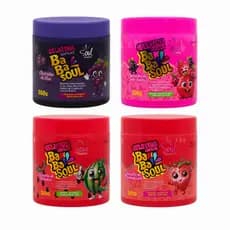 Kit 4 Gelatina Capilar Cachos BabaSoul Uva, Morango, Tutti Frutti e Melancia