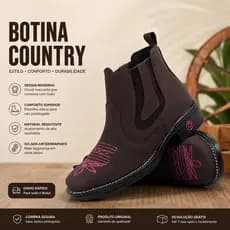Bota Texana Feminina Casual Conforto Cano Baixo Premium Botina