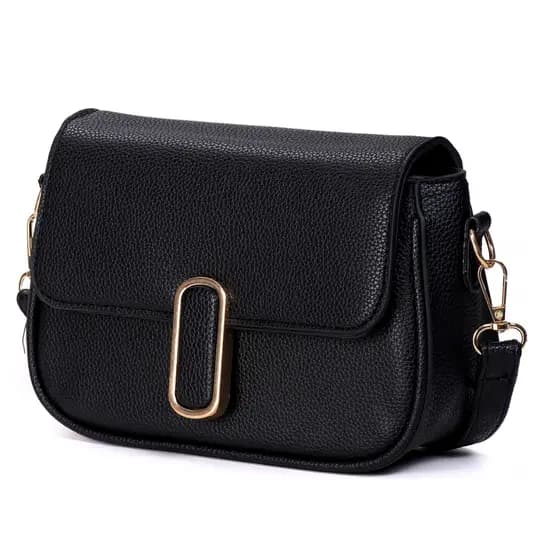 Bolsa Transversal Feminina Couro Sintético Alça Ajustável Ferragem Dourada Elegante