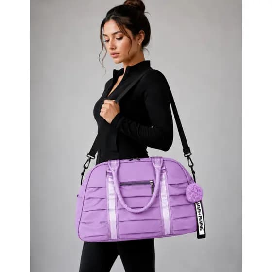 Bolsa de Viagem Feminina Matelassê Acolchoada Grande Academia Fitness Alça Transversal