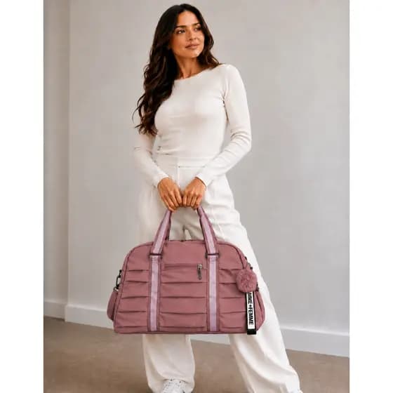 Bolsa de Viagem Feminina Matelassê Acolchoada Grande Academia Fitness Alça Transversal