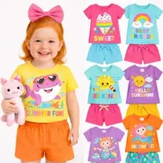 Kit Sortido 2 ou 4 Peças de Roupas Infantil Menina Verão Conjuntos de Verão Sortidos Feminino Infantil Pronta Entrega