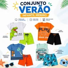Kit Sortido 6 Peças Roupa Infantil Masculina VERÃO Conjunto Menino Fresquinho e Confortável Conjunto de Bebê Menino