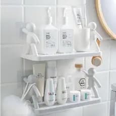 Suporte Prateleira Organizador Porta Shampoo Com Suporte De Adesivo Plástico Para Cozinhas E Banheiros Boneco