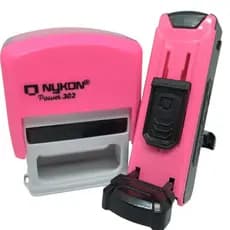 Kit 2 Carimbos Nykon 302 - 14x38mm Carimbo de Mesa + Carimbo de Bolso personalizado