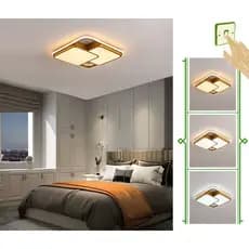 Luminária Moderna De Led Sobrepor Quadrado Duplo 40w Dourado - 3 Cores
