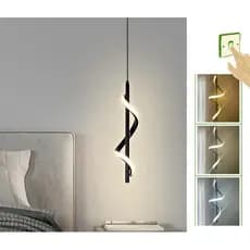 Pendente Led Moderno Minimalista Espiral Dourado e Preto com Luz 3 em 1